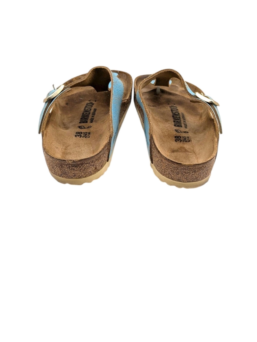 Birkenstock Gizeh Washed Metallic Blue Leather Sandals EU 38 US L7 M5 S4089 - Picture 12 of 12